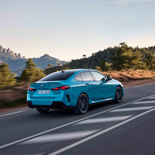 2025 BMW M235 xDrive Gran Coupe Miami Blue F74 Front View