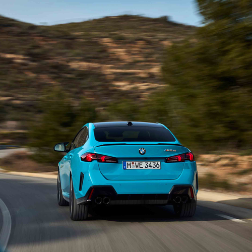 2025 BMW M235 xDrive Gran Coupe Miami Blue F74 Front View