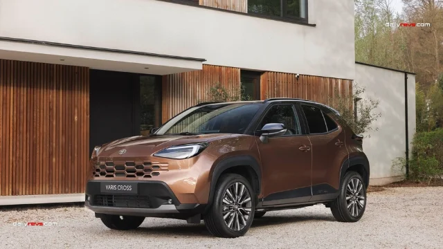 2027 Toyota Yaris Cross Facelift – European-Inspired Front-End Design 2027 Toyota Yaris Cross facelift concept in metallic bronze featuring a European-inspired front fascia, slim LED headlights, body-coloured honeycomb grille and black roof.