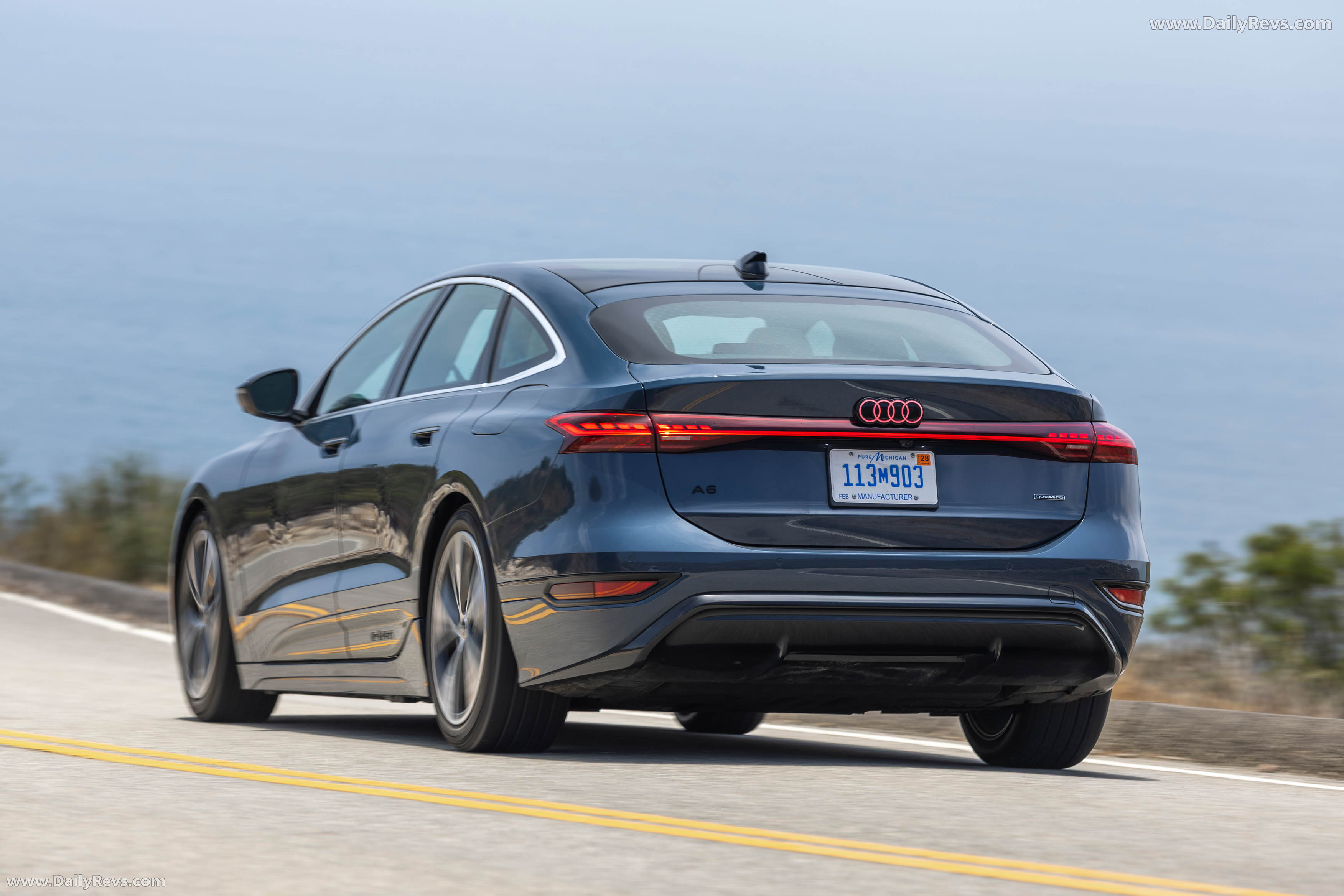 2025 Audi A6 Sportback e-tron quattro C9 Plasma Blue Rear View