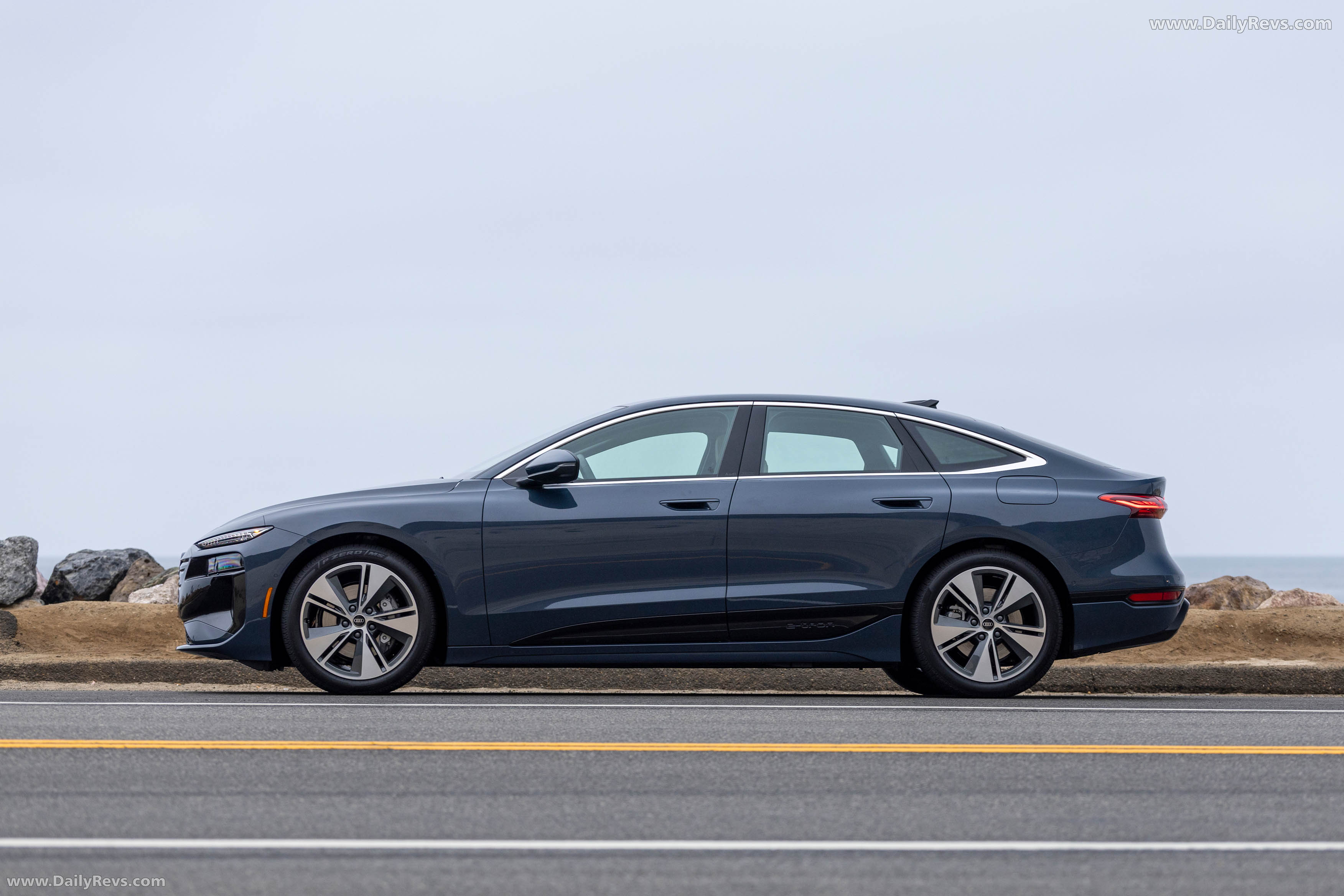 2025 Audi A6 Sportback e-tron quattro C9 Plasma Blue Side View