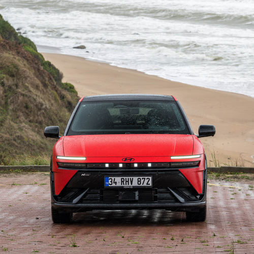 2027 Hyundai IONIQ 3 Fierce Red Matte Front View