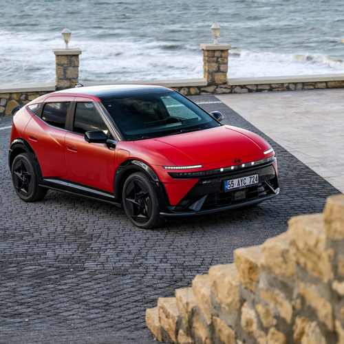 2027 Hyundai IONIQ 3 Fierce Red Matte Front View