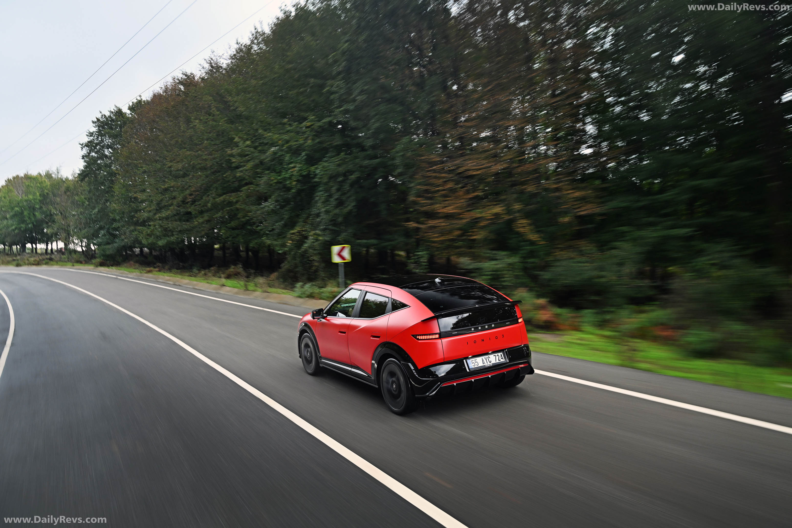 2027 Hyundai IONIQ 3 Fierce Red Matte Rear View