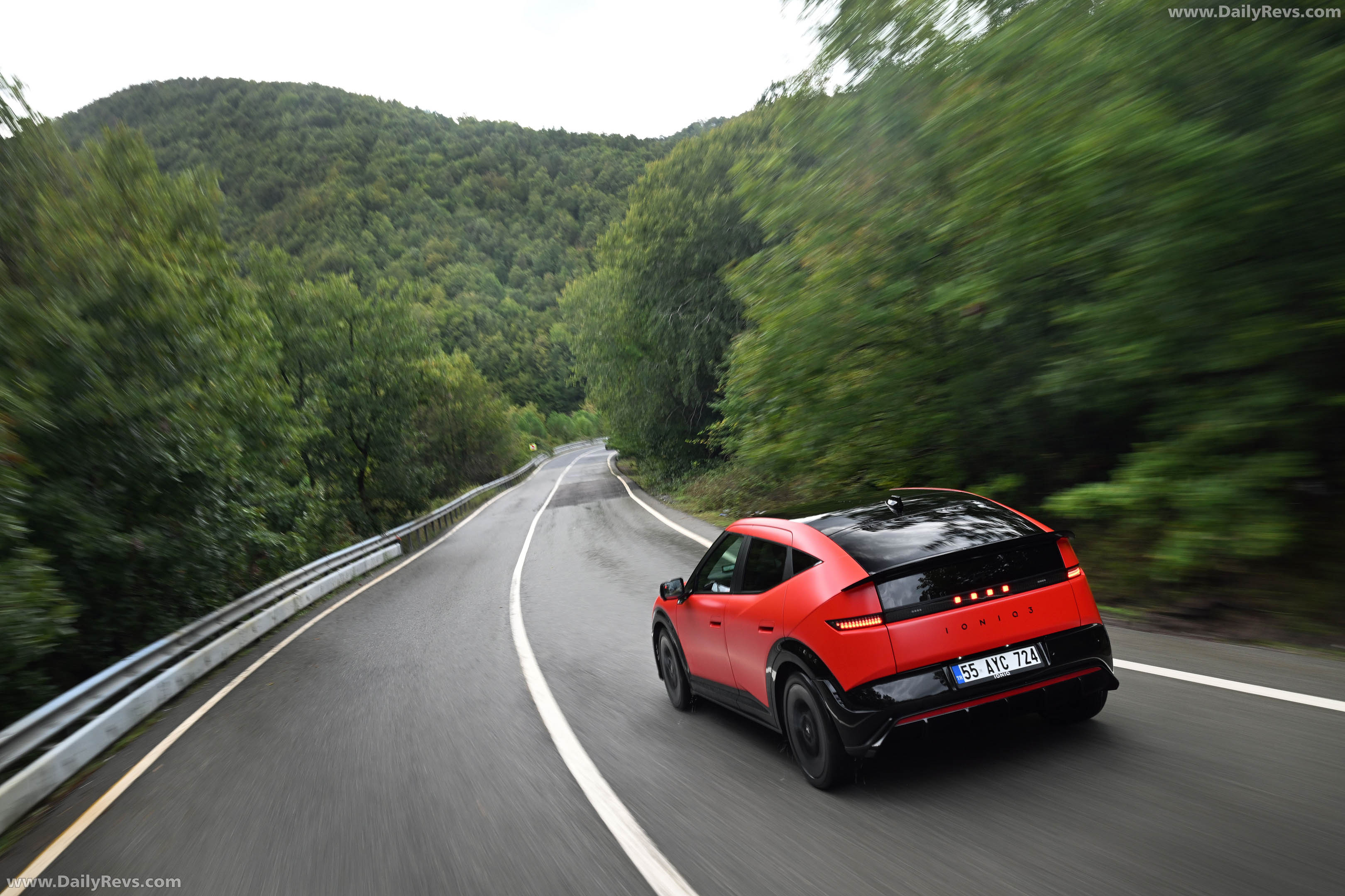 2027 Hyundai IONIQ 3 Fierce Red Matte Rear View