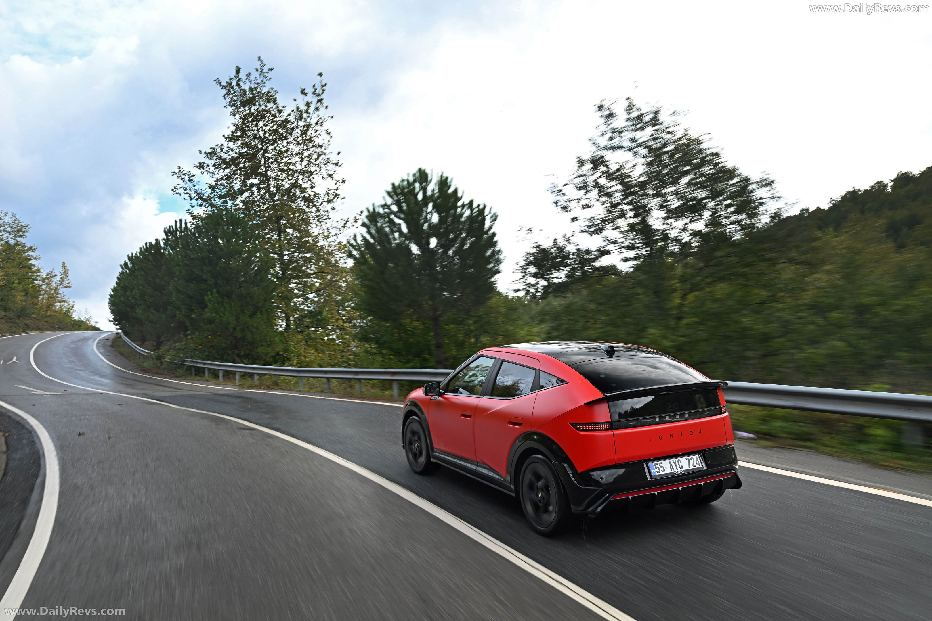 2027 Hyundai IONIQ 3 Fierce Red Matte Rear View