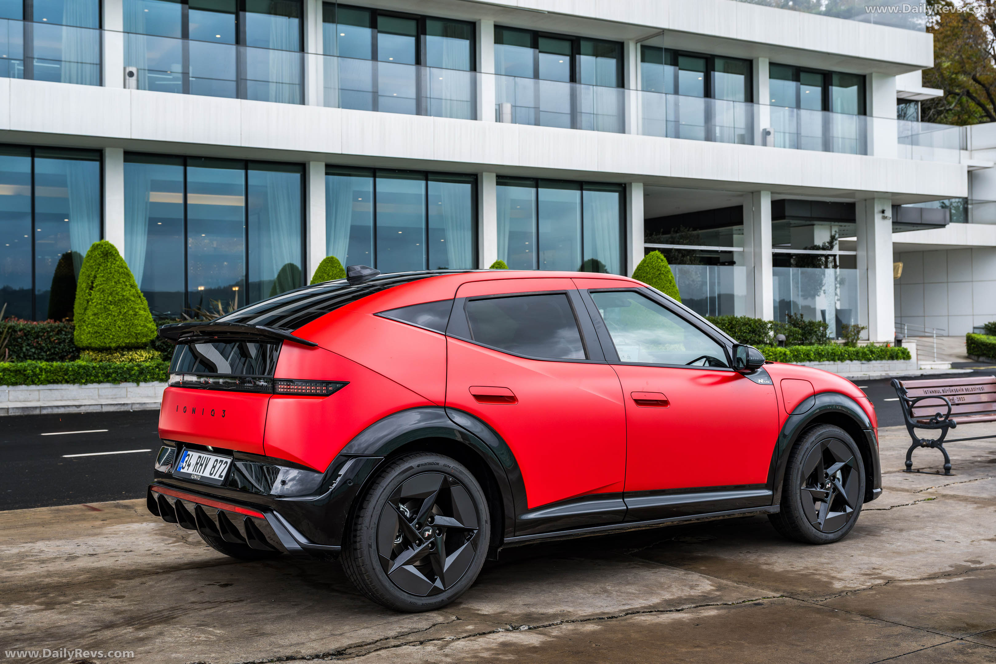 2027 Hyundai IONIQ 3 Fierce Red Matte Rear View