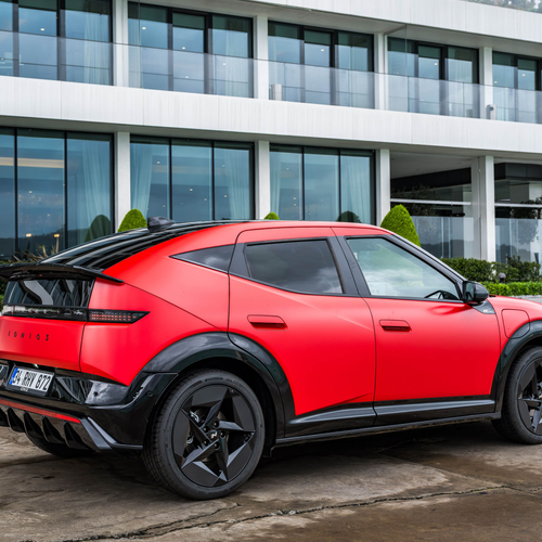 2027 Hyundai IONIQ 3 Fierce Red Matte Rear View