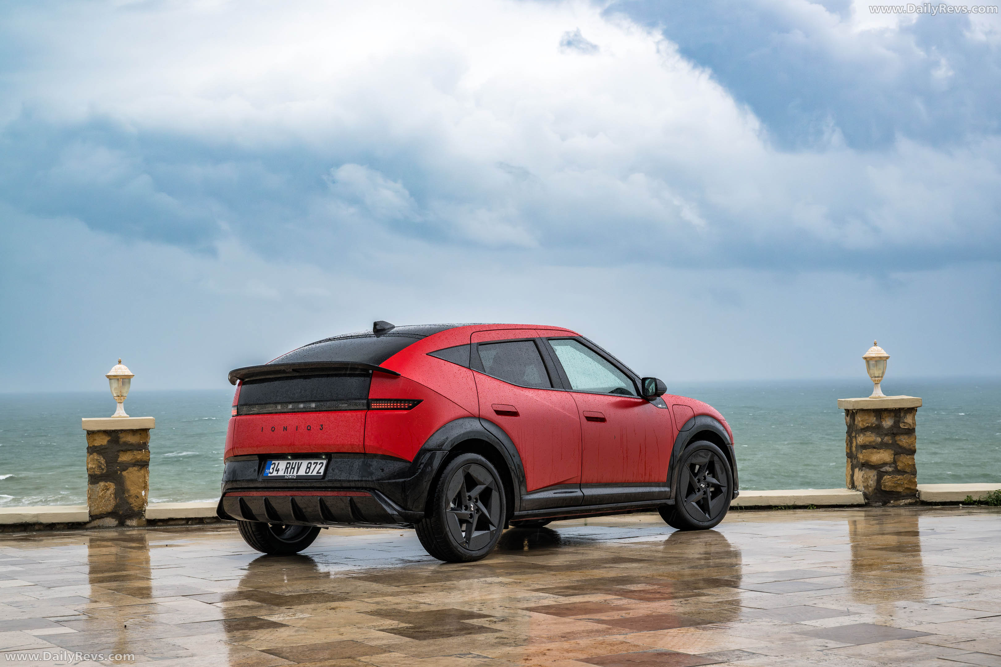 2027 Hyundai IONIQ 3 Fierce Red Matte Rear View