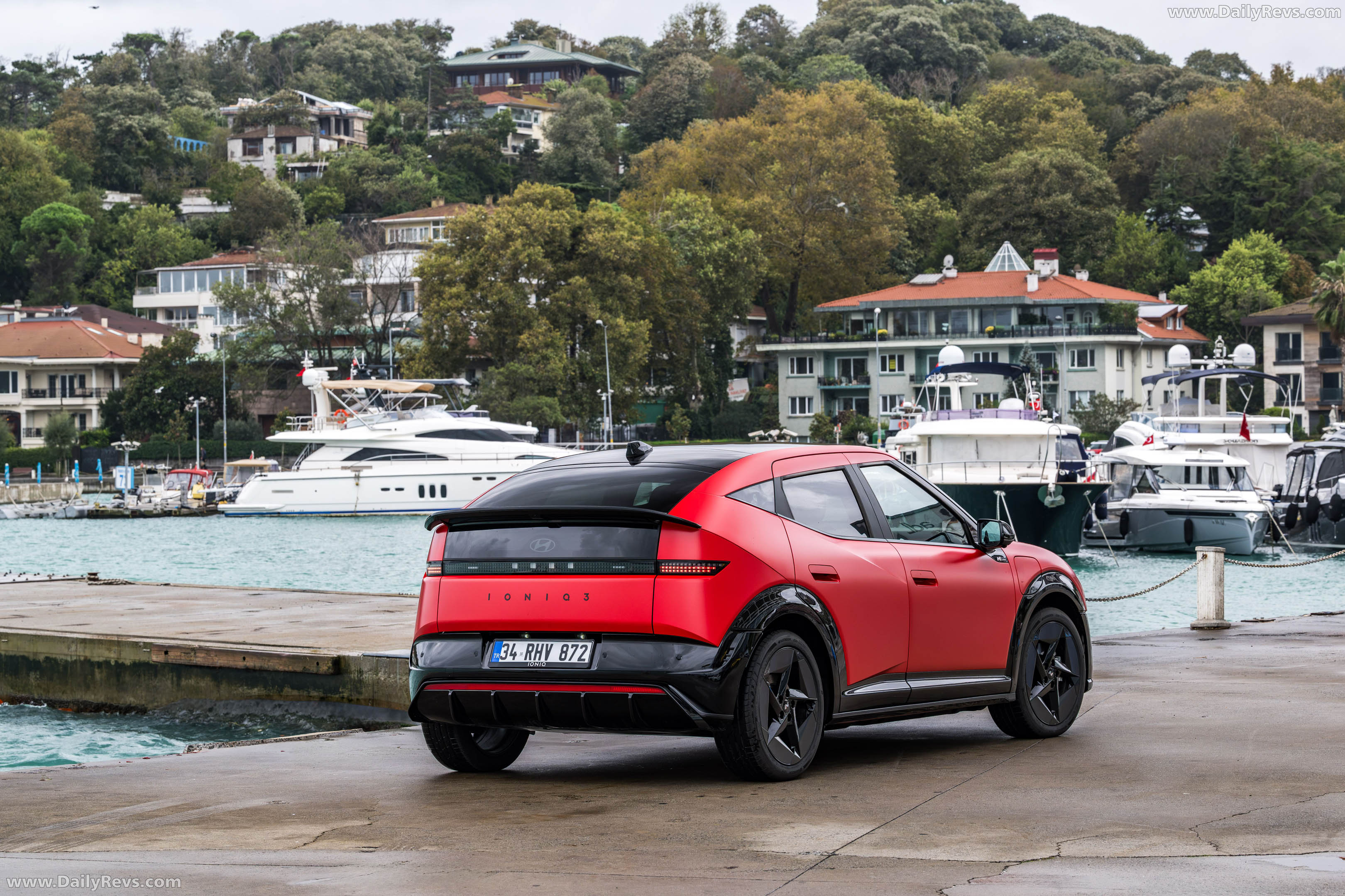 2027 Hyundai IONIQ 3 Fierce Red Matte Rear View