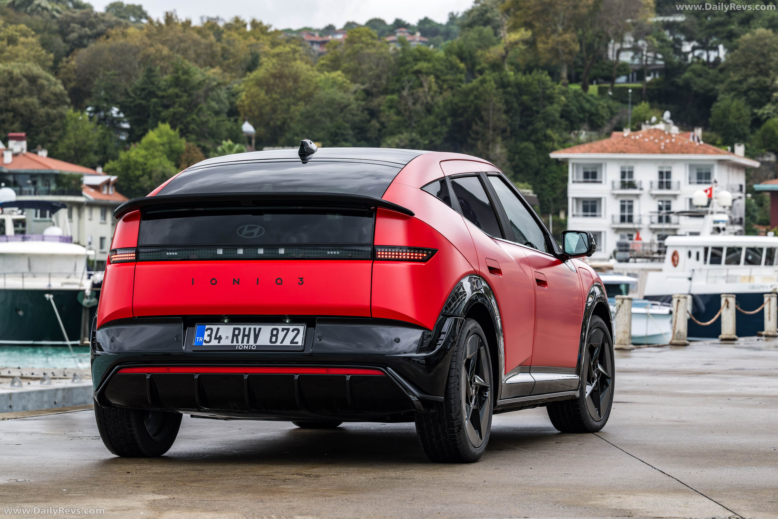 2027 Hyundai IONIQ 3 Fierce Red Matte Rear View