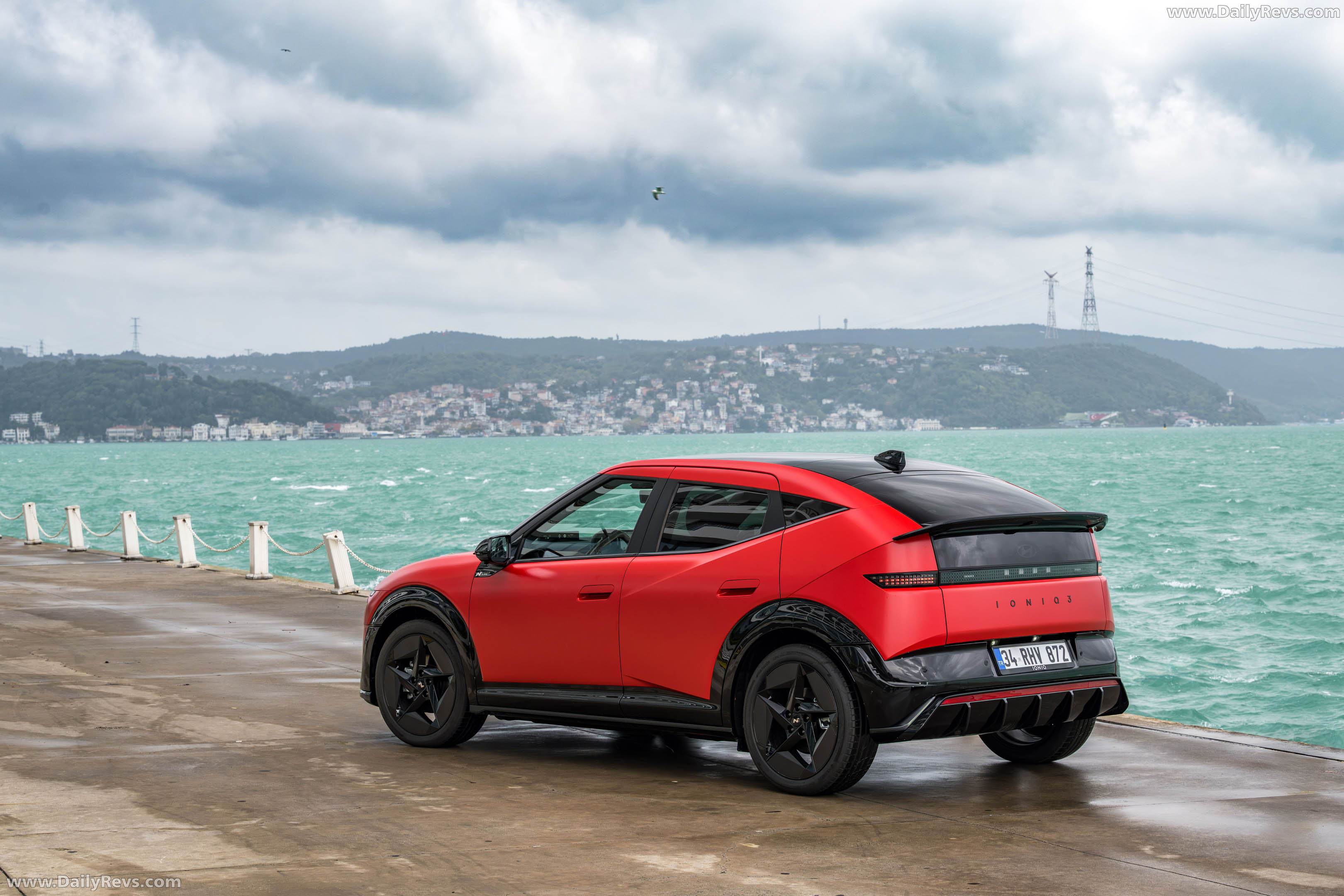 2027 Hyundai IONIQ 3 Fierce Red Matte Rear View