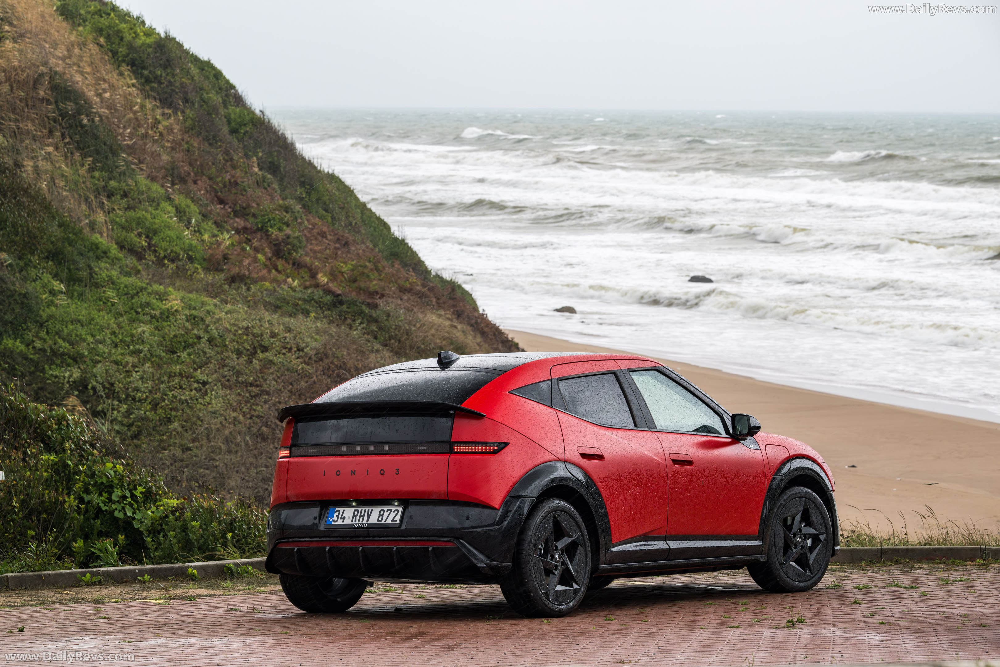 2027 Hyundai IONIQ 3 Fierce Red Matte Rear View