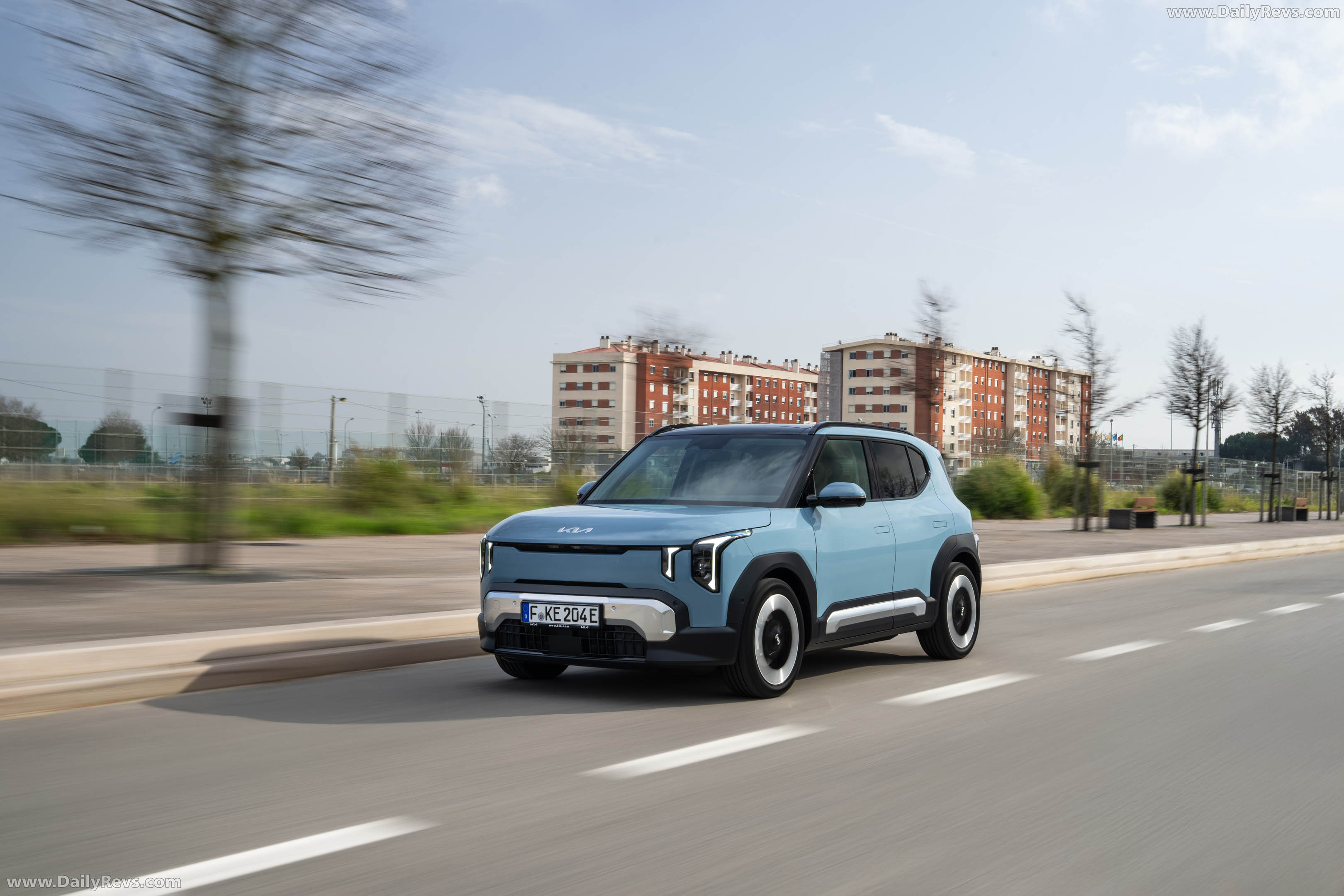 2027 Kia EV2 Frost Blue Front View