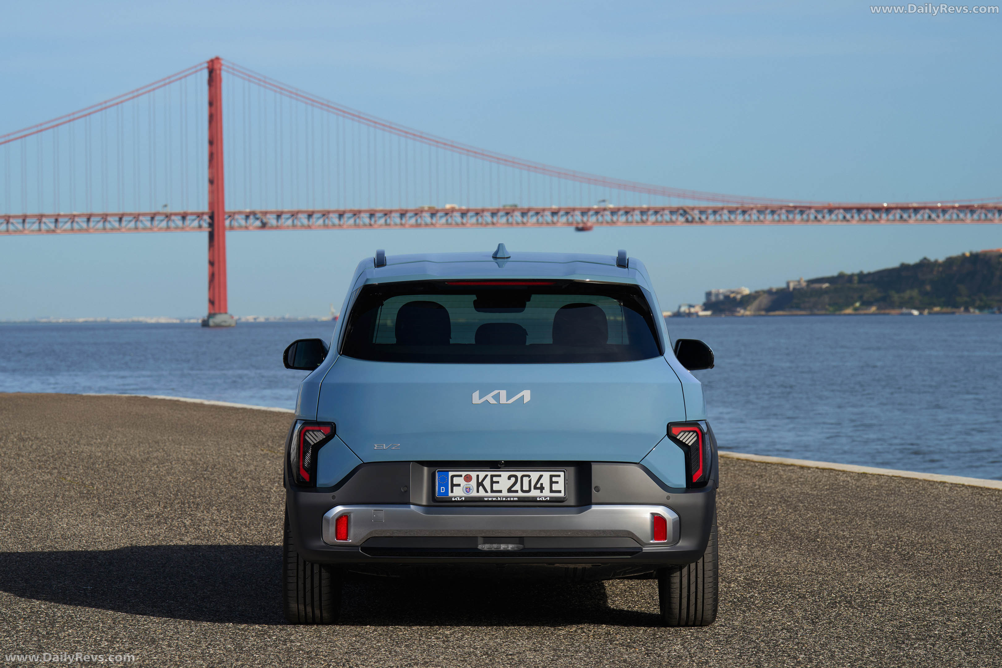 2027 Kia EV2 Frost Blue Rear View