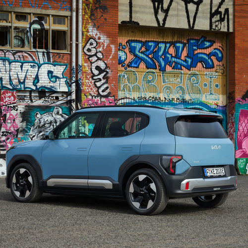 2027 Kia EV2 Frost Blue Rear View