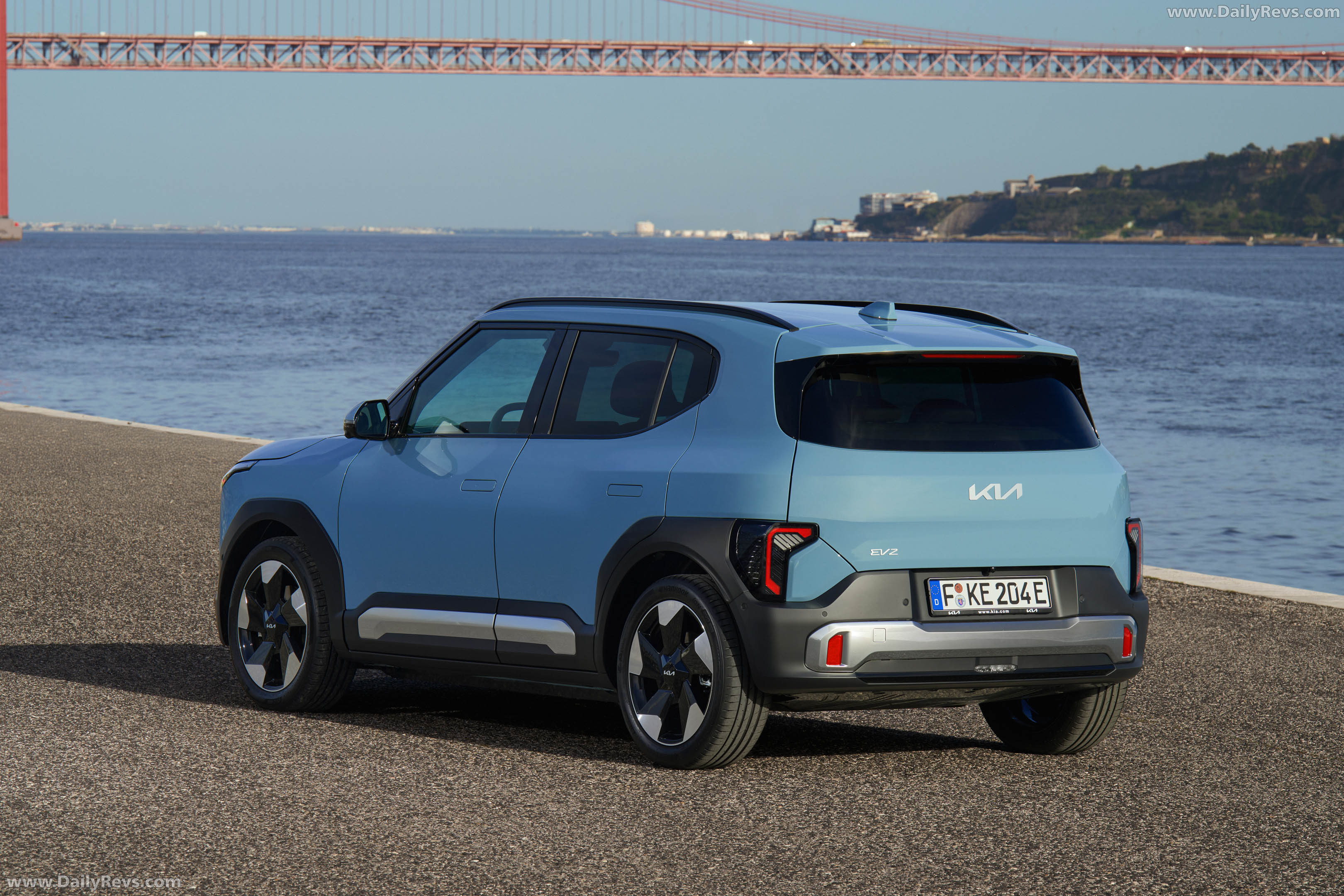 2027 Kia EV2 Frost Blue Rear View
