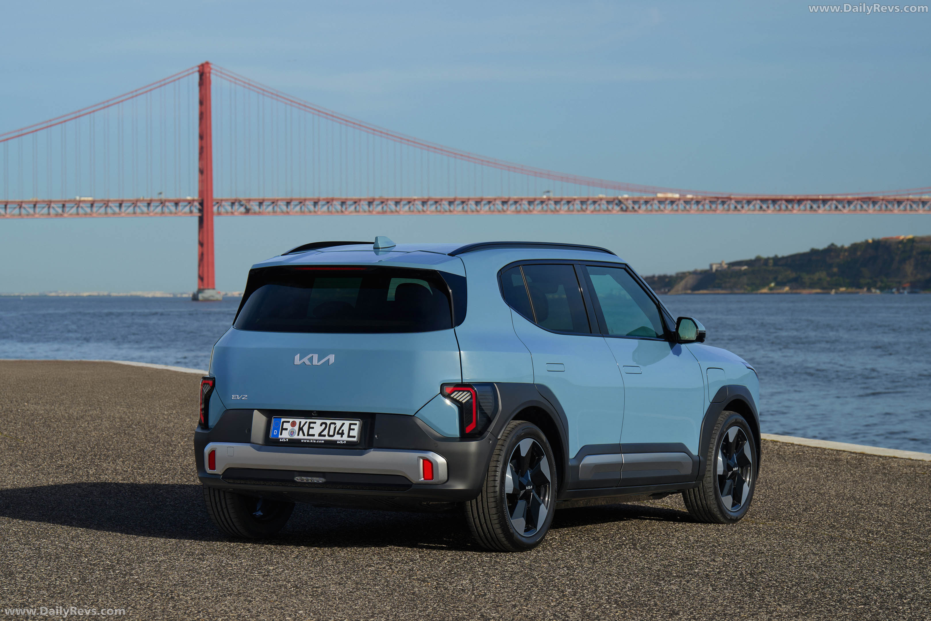 2027 Kia EV2 Frost Blue Rear View