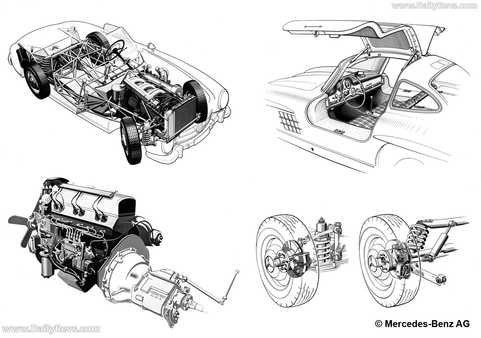 1957 Mercedes-Benz 300 SL W198 Sketches