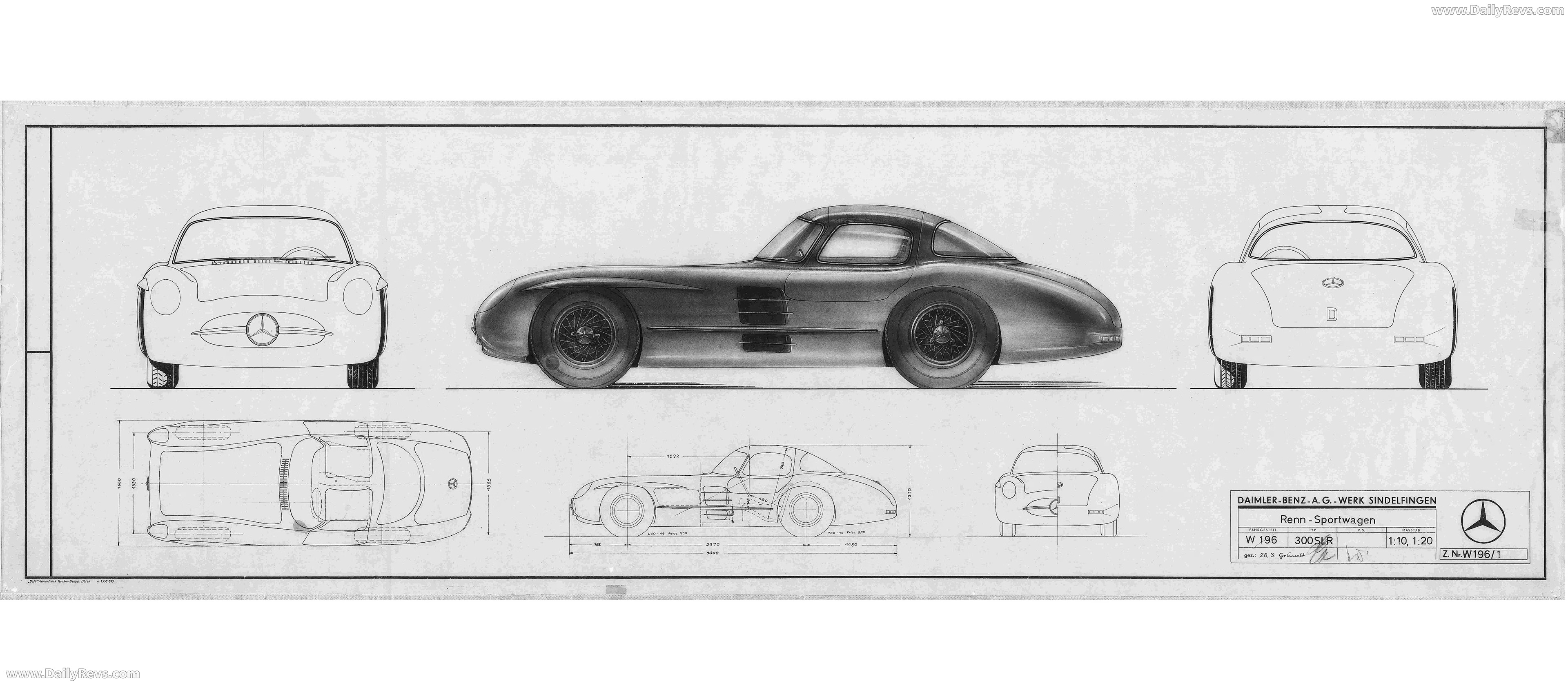 1955 Mercedes-Benz 300 SLR Uhlenhaut Coupe W196 S Sketches