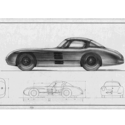 1955 Mercedes-Benz 300 SLR Uhlenhaut Coupe W196 S Sketches