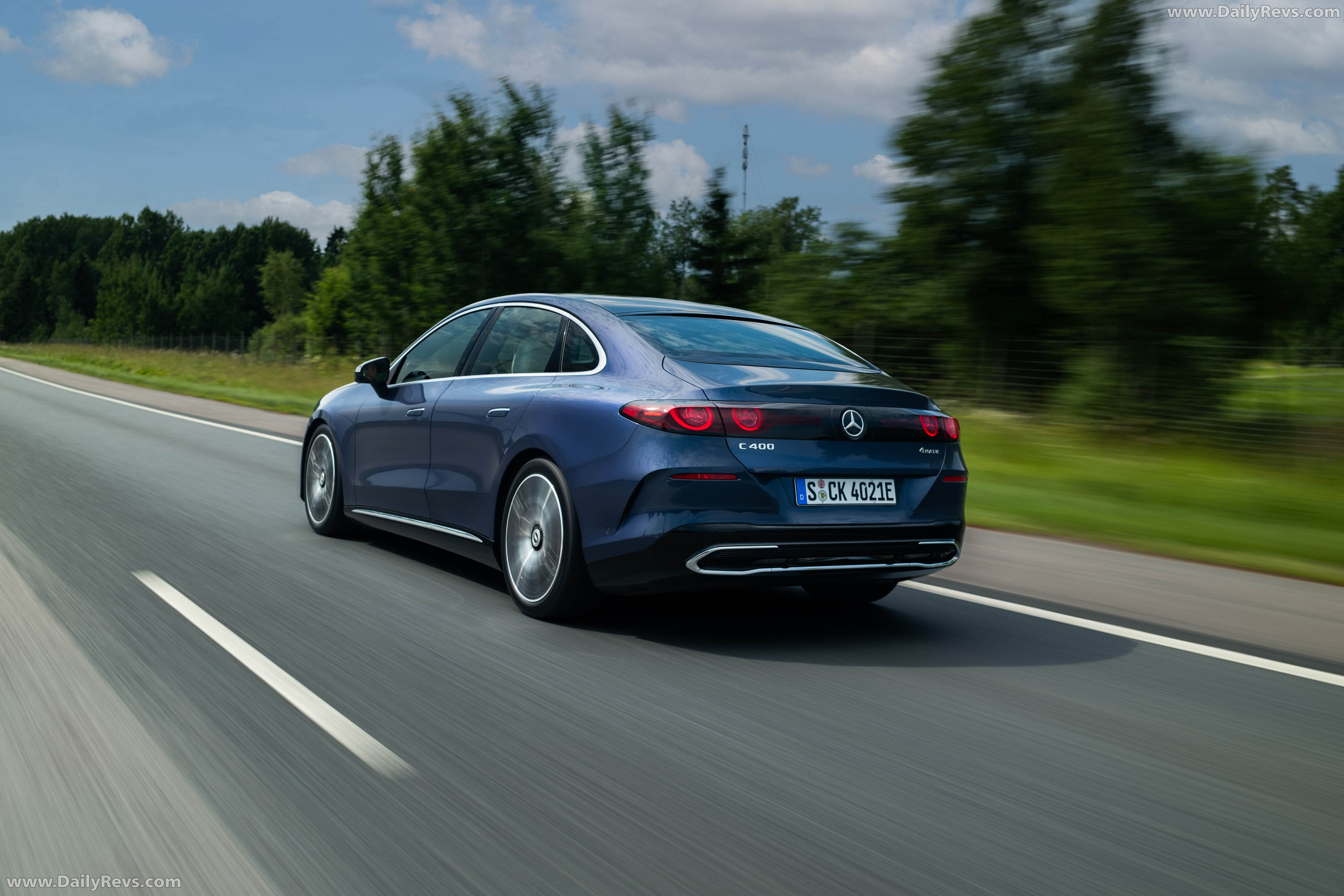 2027 Mercedes-Benz C 400 Electric W540 Twilight Blue Rear View