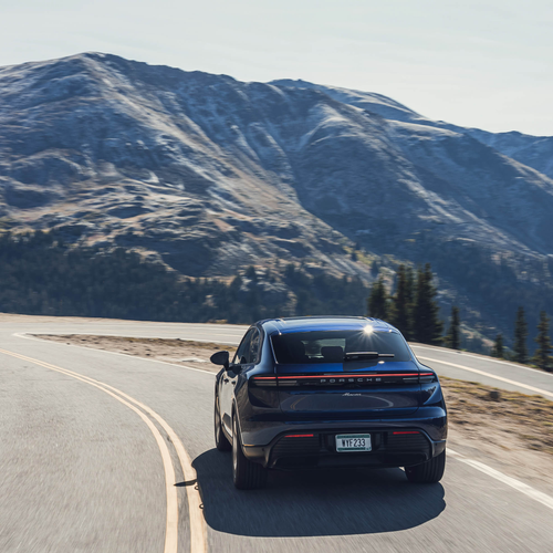 2025 Porsche Macan Gentian Blue H2 Rear View