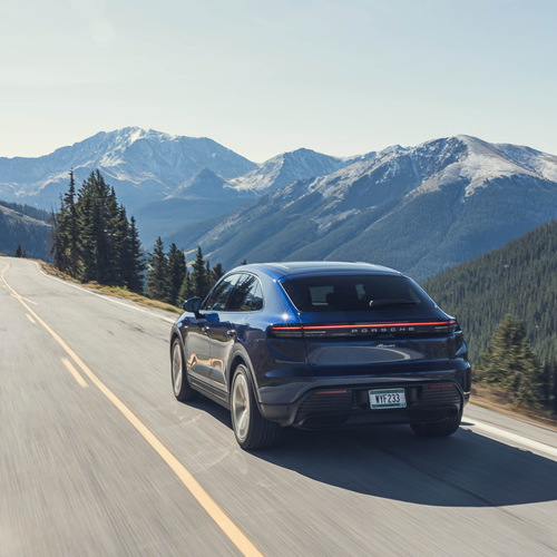 2025 Porsche Macan Gentian Blue H2 Rear View