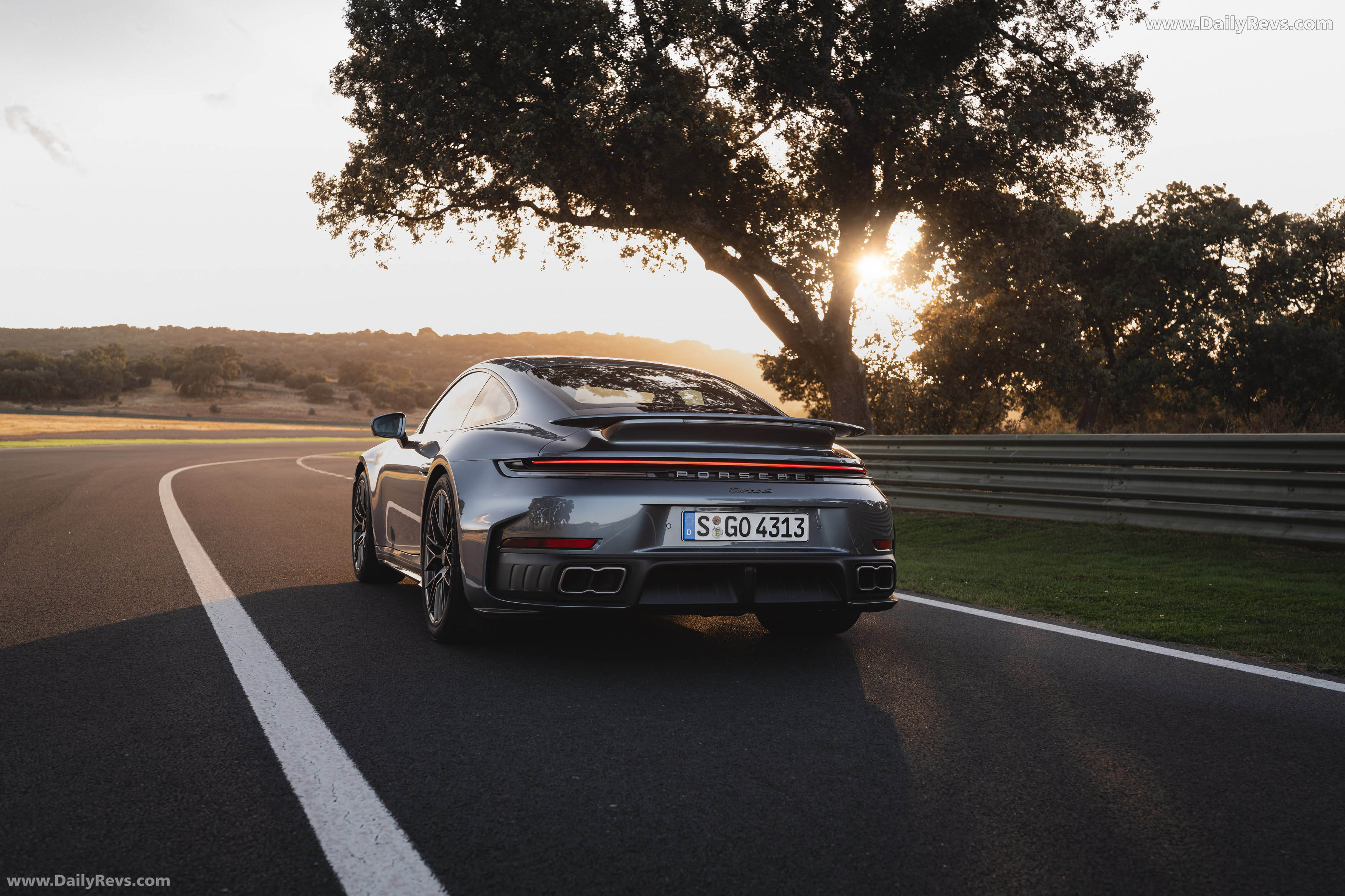 2026 Porsche 911 Turbo S 992 ll Vanadium Grey Rear View
