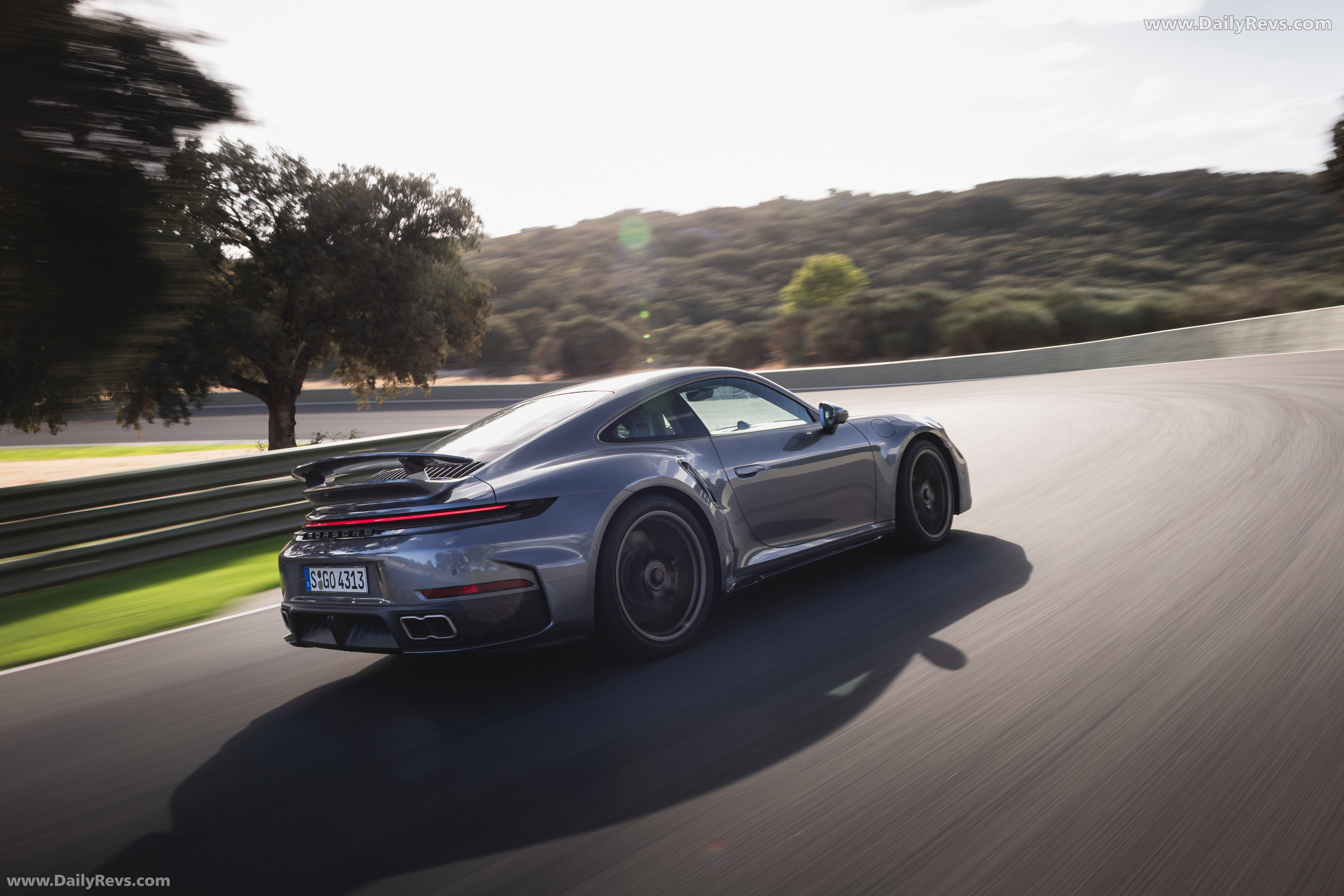 2026 Porsche 911 Turbo S 992 ll Vanadium Grey Rear View