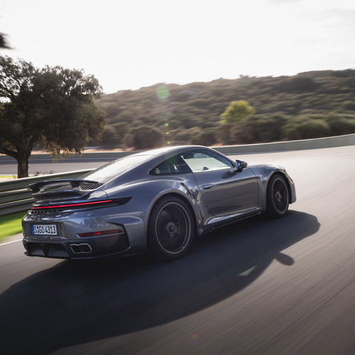 2026 Porsche 911 Turbo S 992 ll Vanadium Grey Rear View