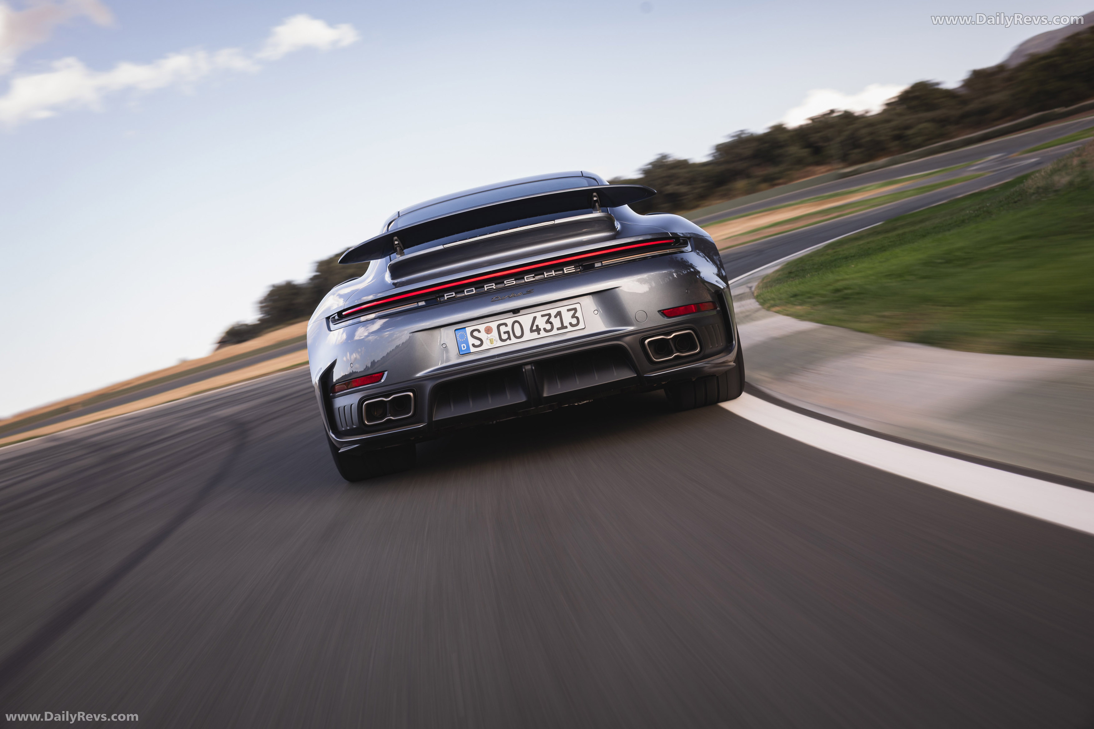 2026 Porsche 911 Turbo S 992 ll Vanadium Grey Rear View