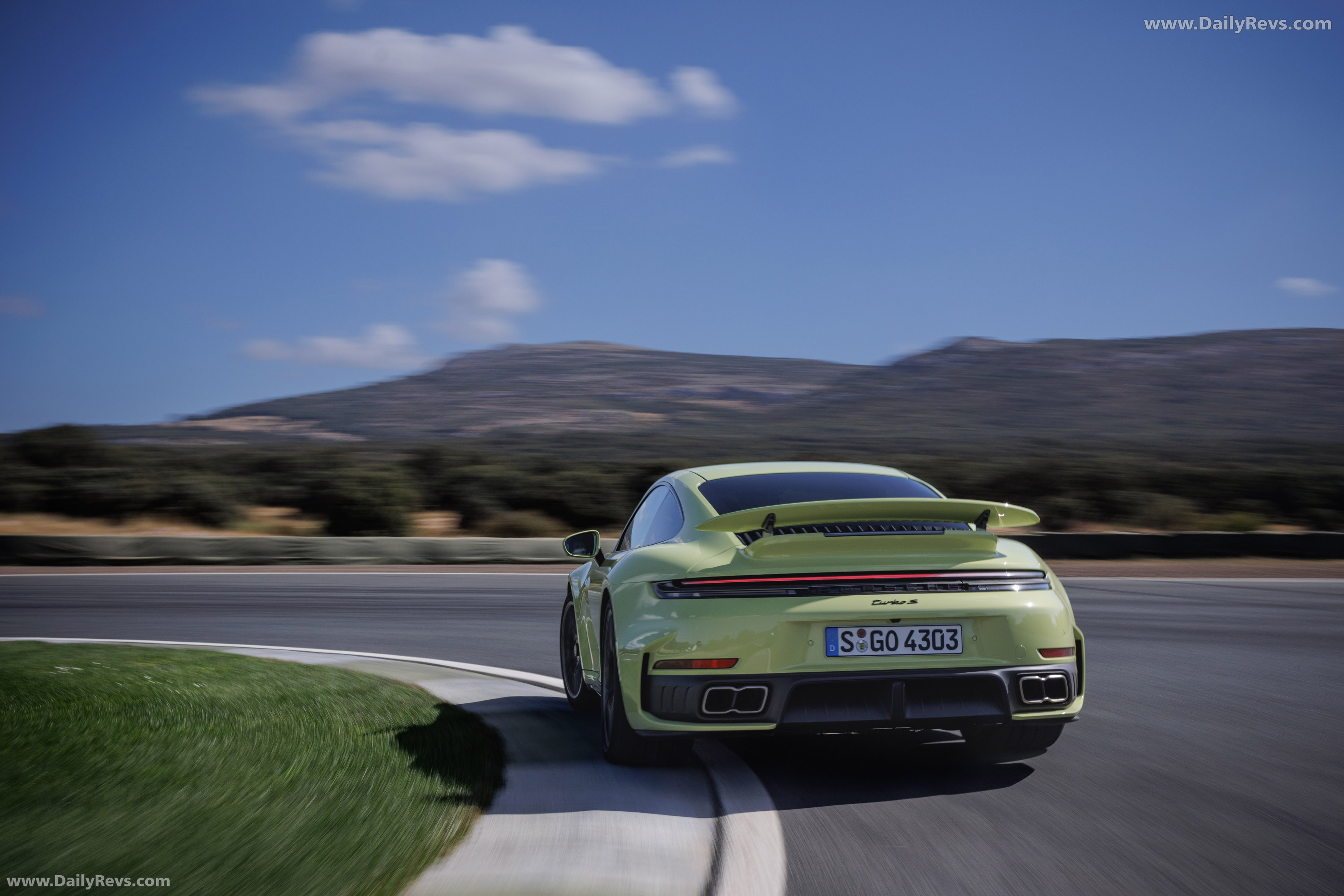 2026 Porsche 911 Turbo S 992 ll Cartagena Yellow Rear View