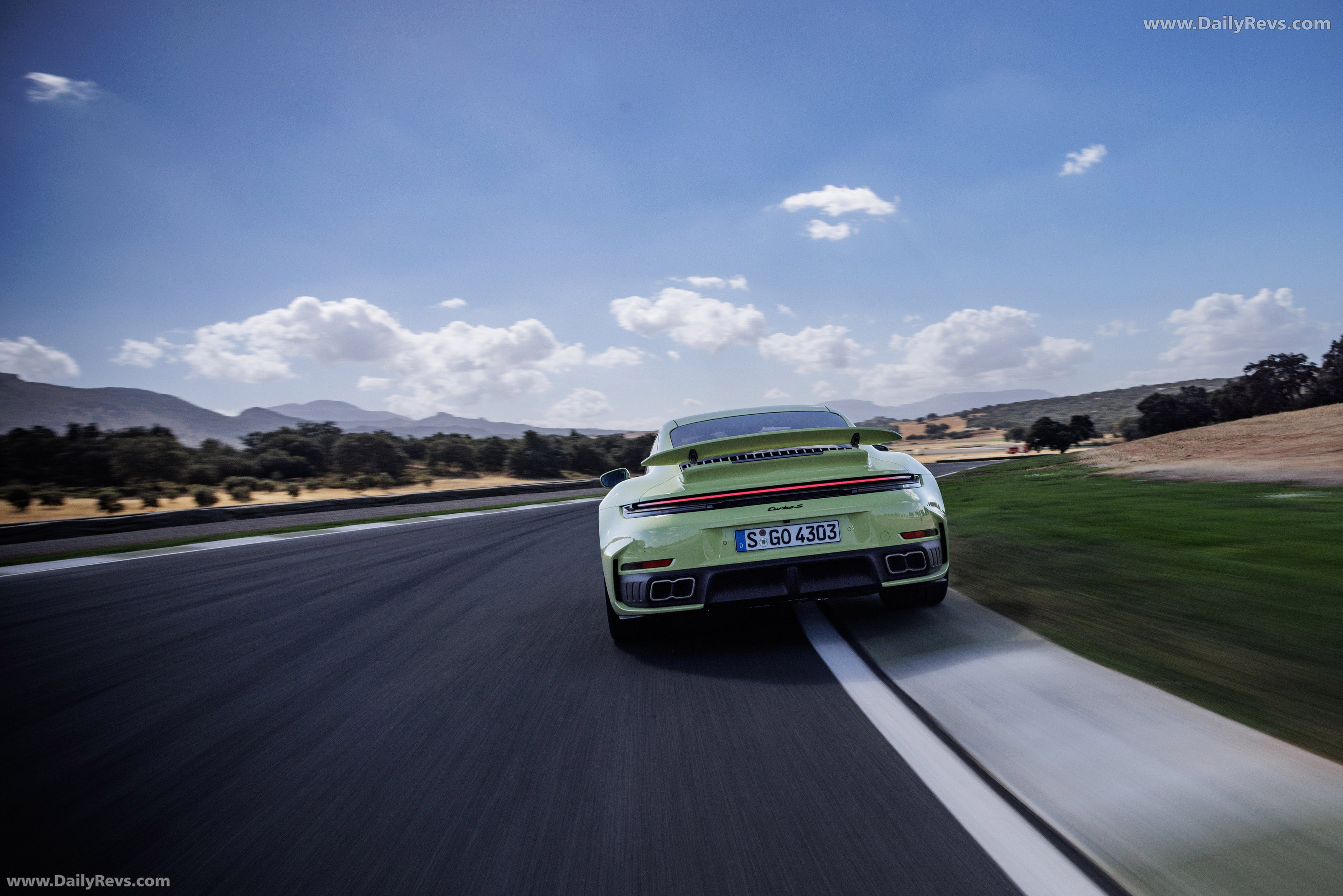 2026 Porsche 911 Turbo S 992 ll Cartagena Yellow Rear View