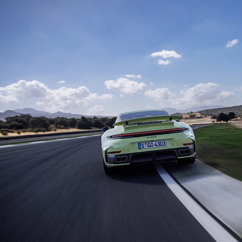 2026 Porsche 911 Turbo S 992 ll Cartagena Yellow Rear View
