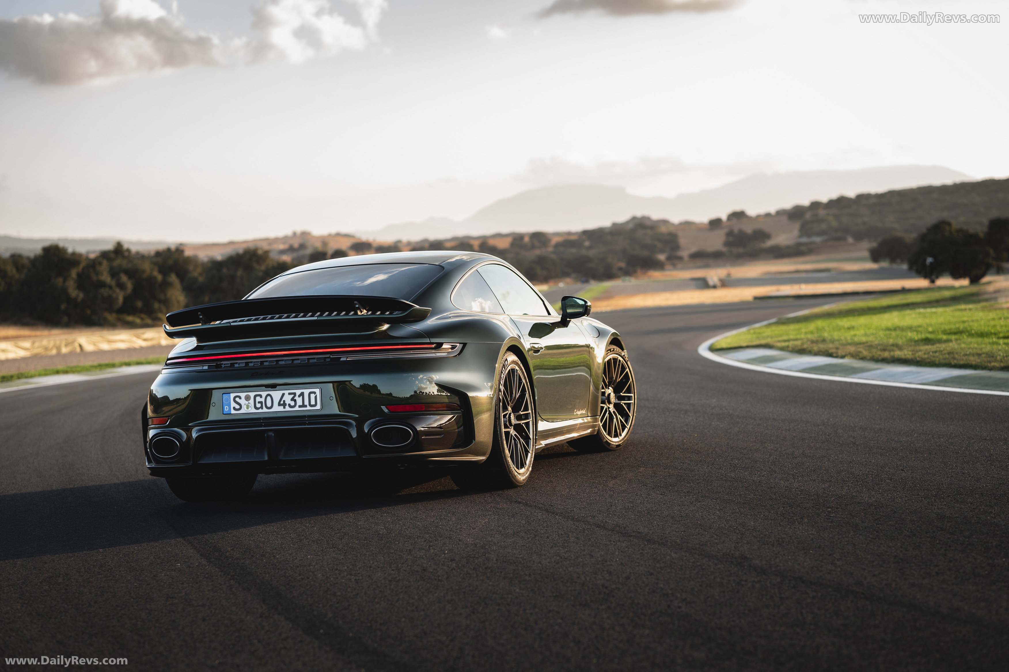 2026 Porsche 911 Turbo S 992 ll Oak Green Rear View