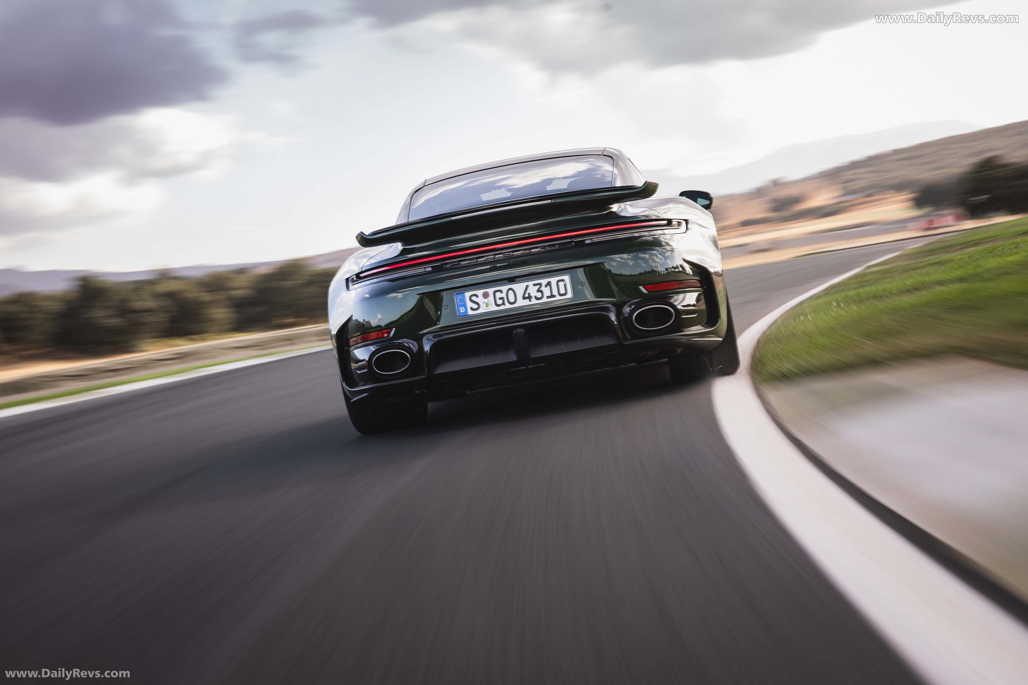 2026 Porsche 911 Turbo S 992 ll Oak Green Rear View