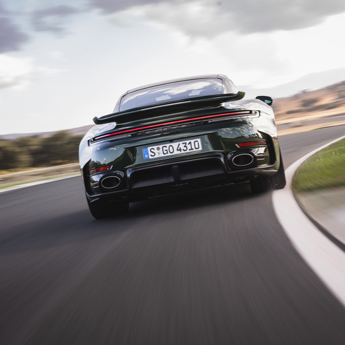 2026 Porsche 911 Turbo S 992 ll Oak Green Rear View
