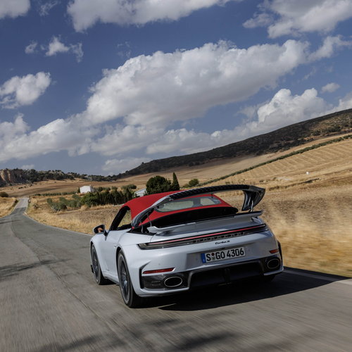 2026 Porsche 911 Turbo S Cabriolet 992 ll Ice Grey Rear View