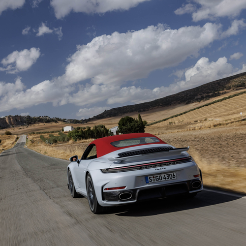 2026 Porsche 911 Turbo S Cabriolet 992 ll Ice Grey Rear View