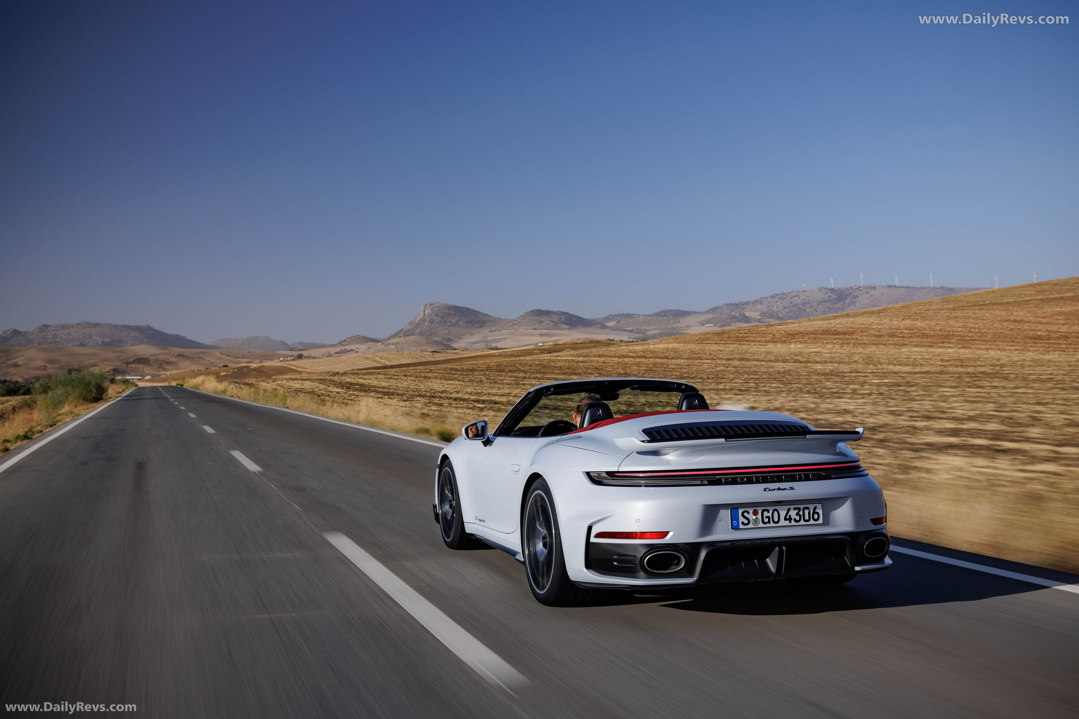 2026 Porsche 911 Turbo S Cabriolet 992 ll Ice Grey Rear View