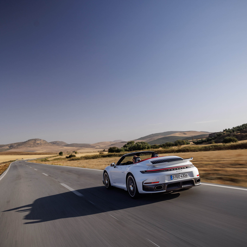 2026 Porsche 911 Turbo S Cabriolet 992 ll Ice Grey Rear View