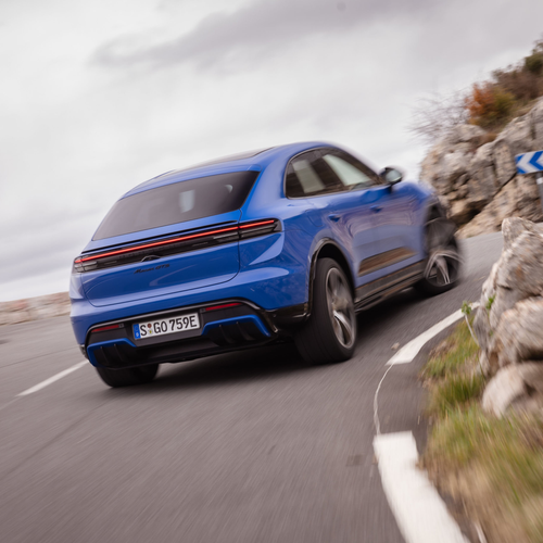 2026 Porsche Macan GTS H2 Gentian Blue Rear View