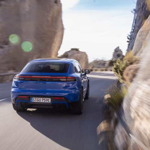 2026 Porsche Macan GTS H2 Gentian Blue Rear View