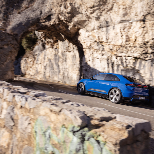 2026 Porsche Macan GTS H2 Gentian Blue Rear View