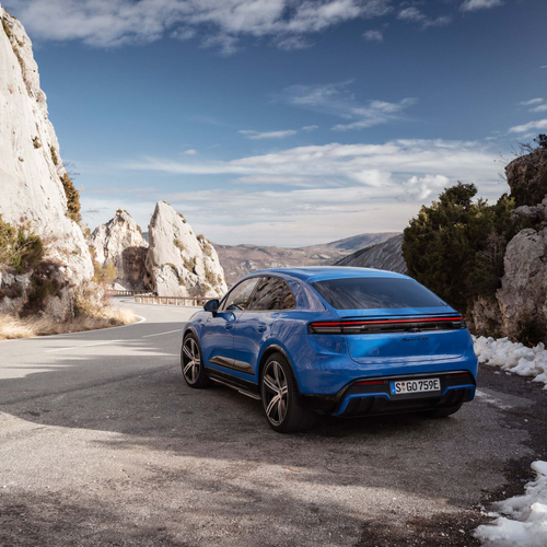 2026 Porsche Macan GTS H2 Gentian Blue Rear View