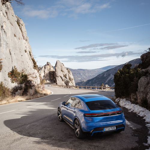 2026 Porsche Macan GTS H2 Gentian Blue Rear View