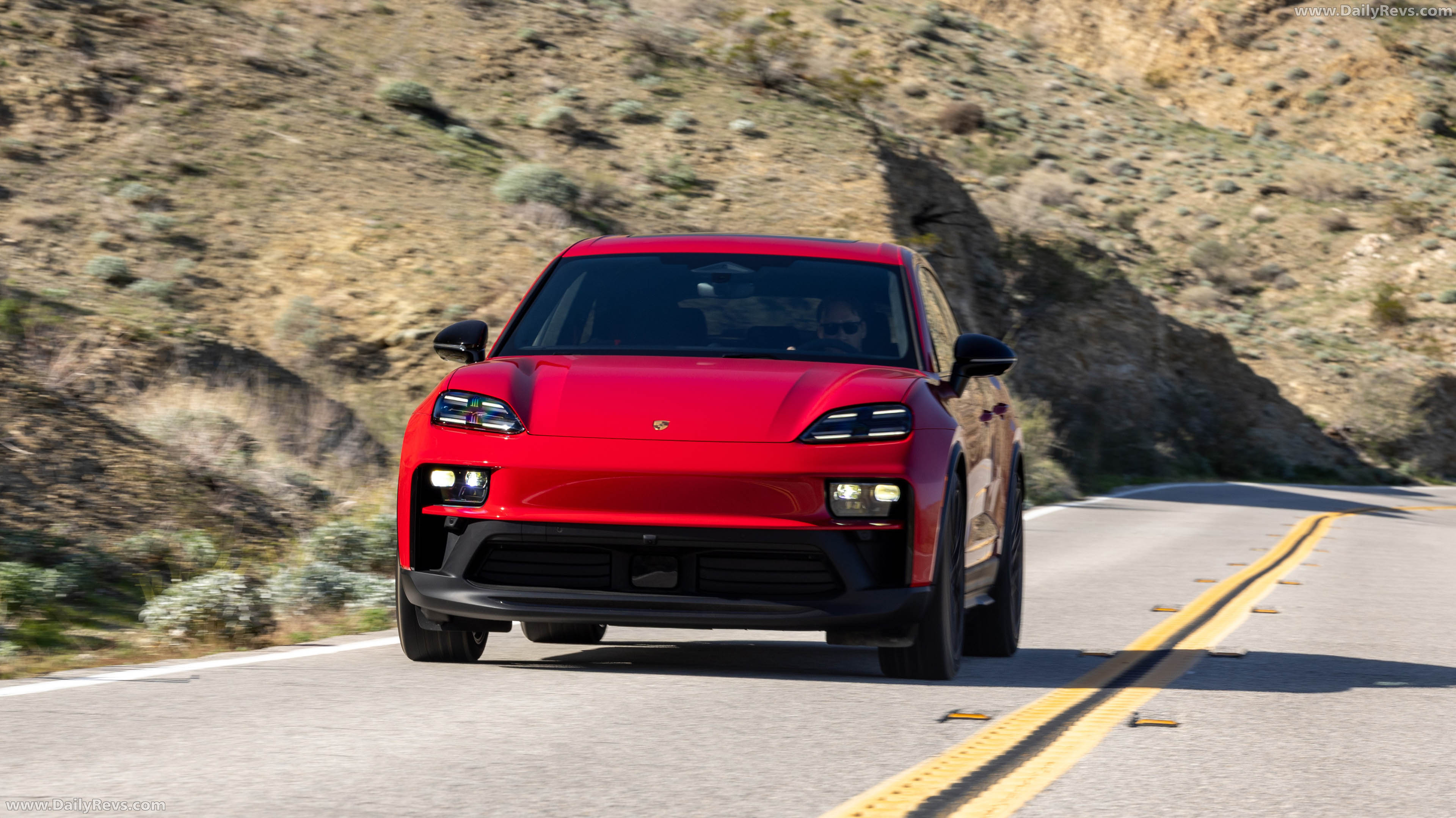 2026 Porsche Macan GTS H2 Carmine Red Front View