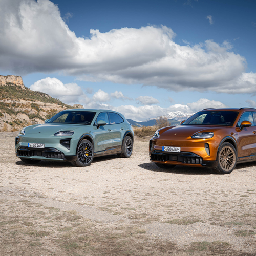 2027 Porsche Cayenne Electric E4 Madeira Gold Front View