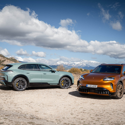 2027 Porsche Cayenne Electric E4 Madeira Gold Front View